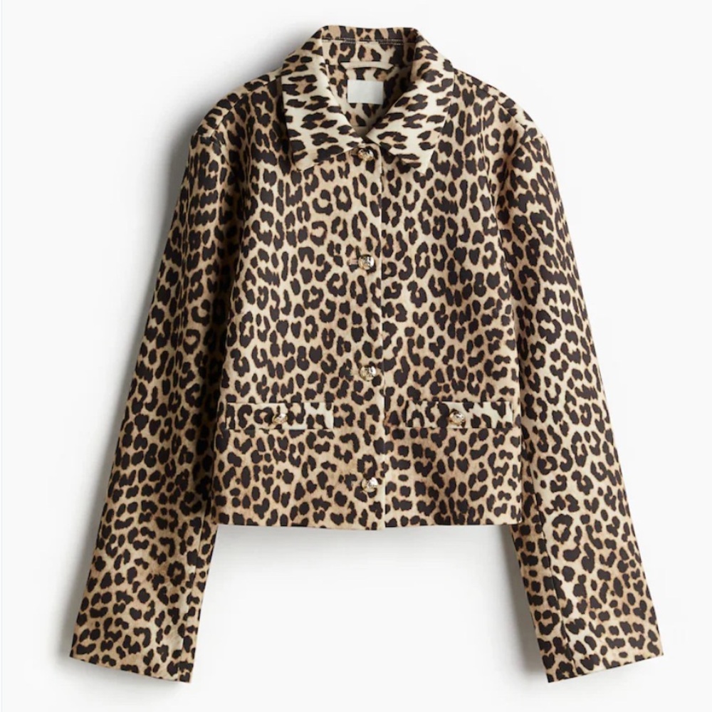 Zara Leopard-Print Cropped Jacket in Tan and Black